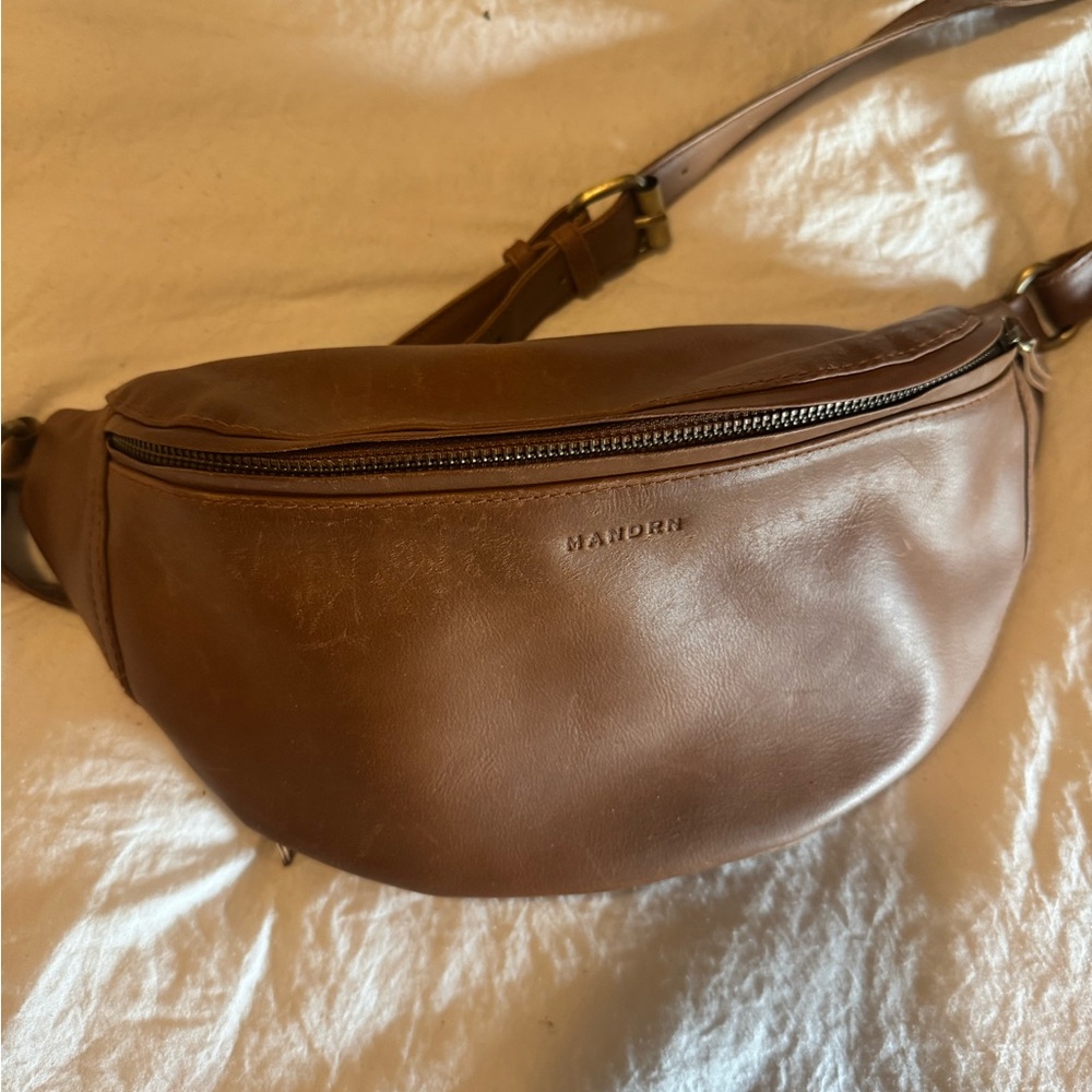Brown leather handmade crossbody